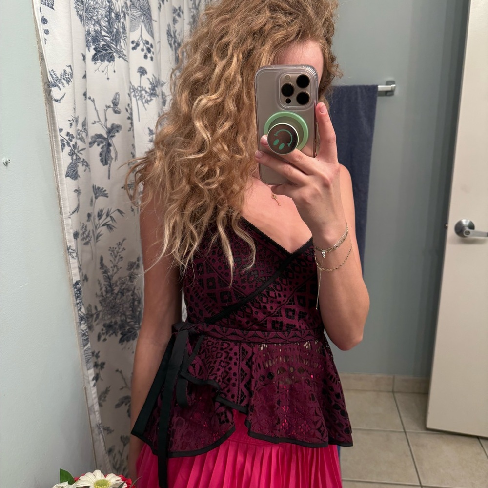 Likely Red Bustier Peplum Camisole
